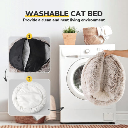 Large Cat Cave Bed Igloo Warm Washable Pet House 53X53Cm Coffee