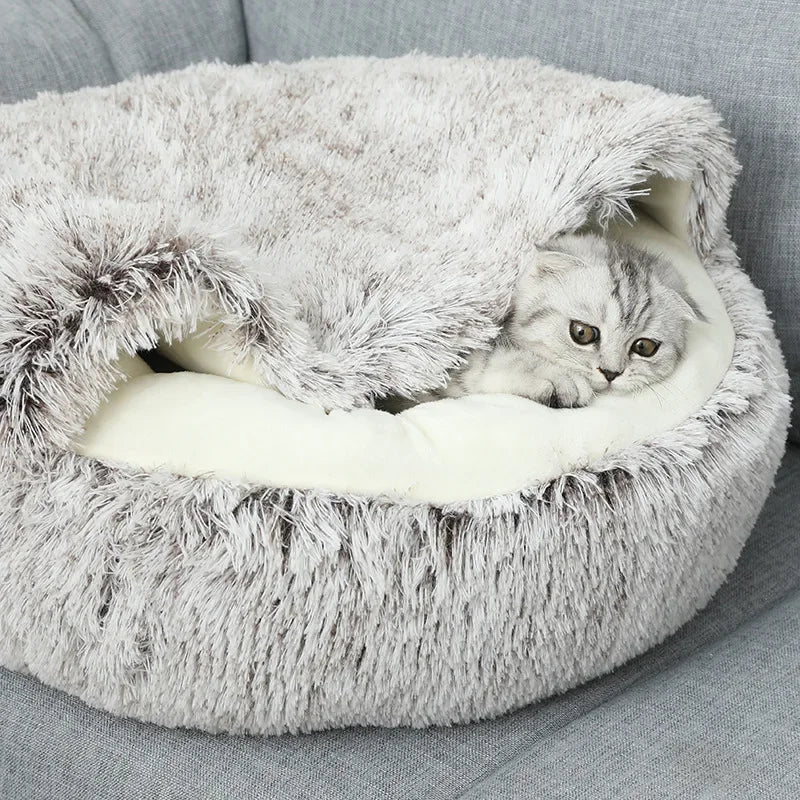 Round Plush Cat Bed