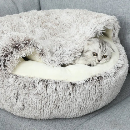 Round Plush Cat Bed