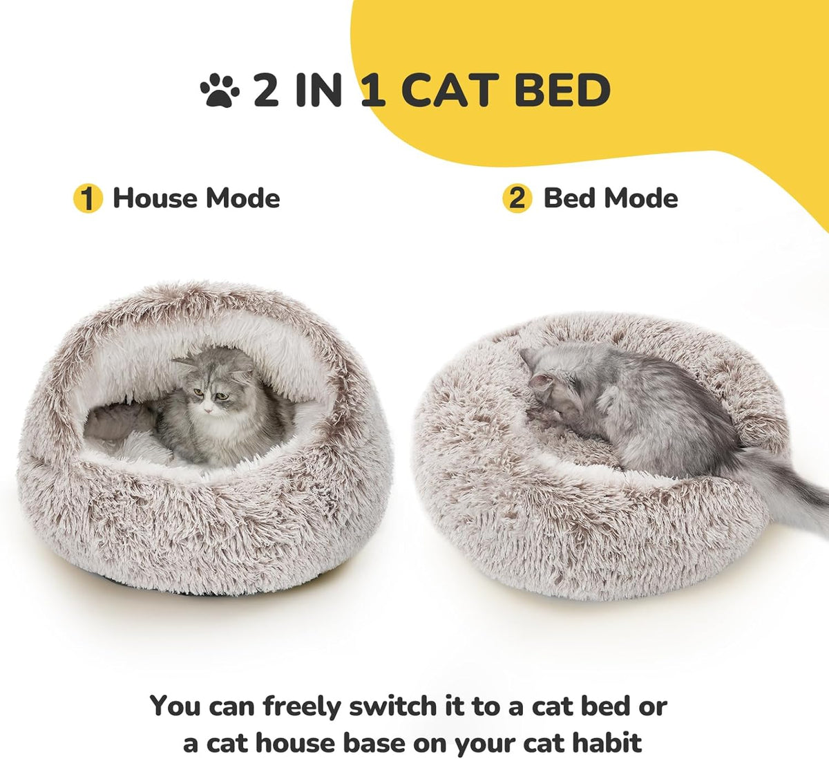 Large Cat Cave Bed Igloo Warm Washable Pet House 53X53Cm Coffee